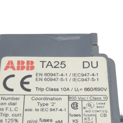 Used ABB TA25DU-1.8M Thermal Overload Relay, 3-Pole, 1N.C. + 1N.O., 1.3-1.8A, 600VAC
