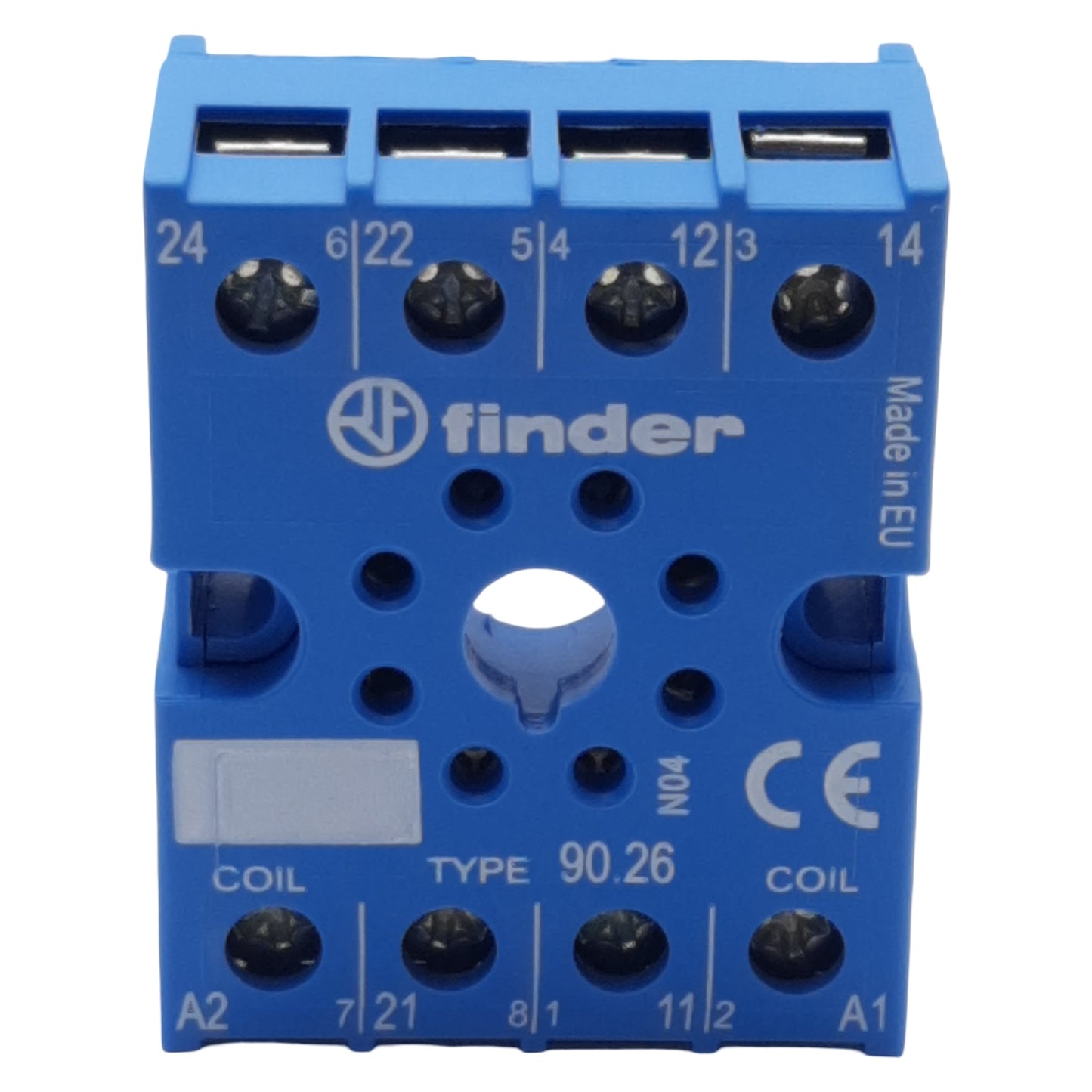 New Lot of 4 Finder 90.26 Relay Socket, 2CO-DPDT, 8-Pin, 10A 250VAC, DIN Rail