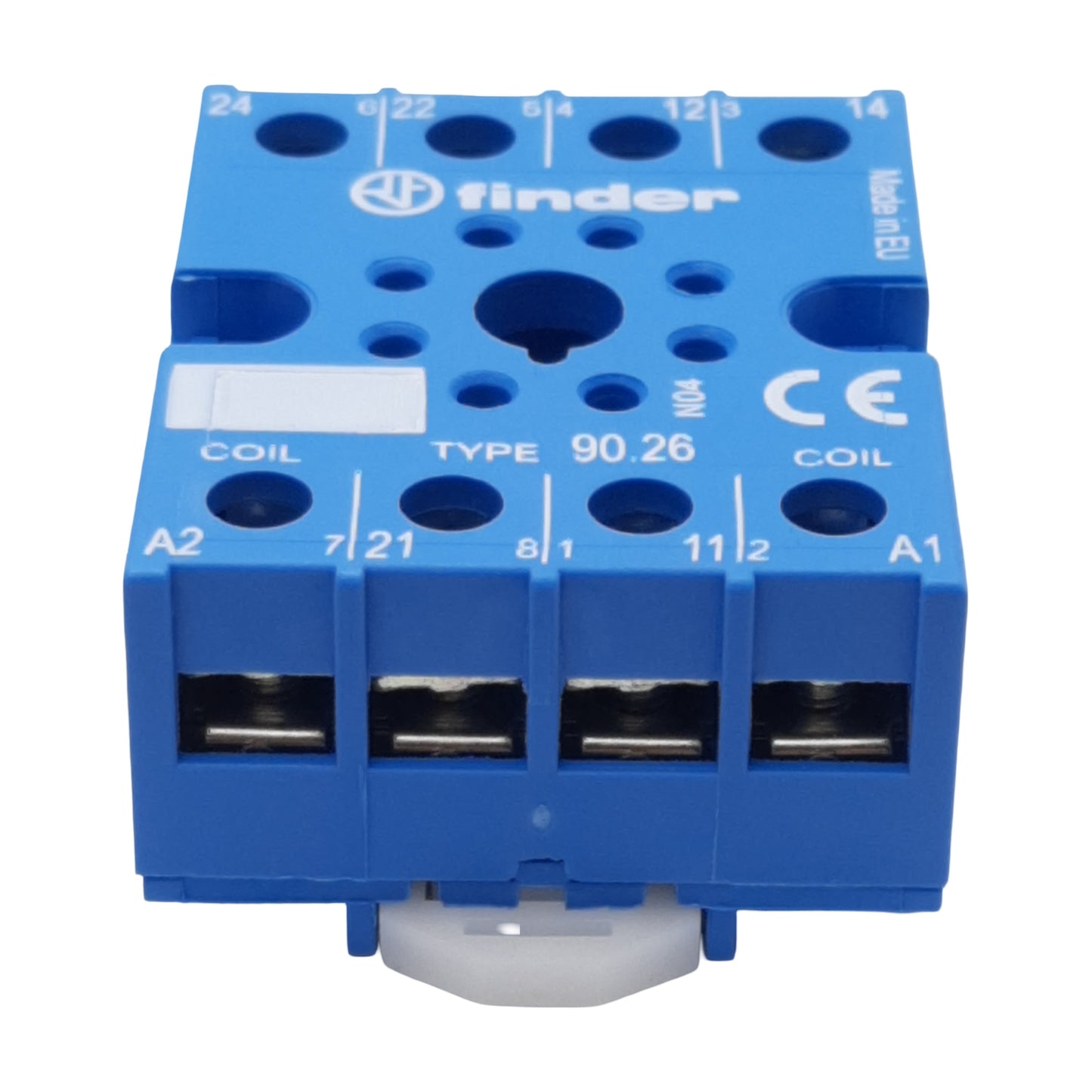 New Lot of 4 Finder 90.26 Relay Socket, 2CO-DPDT, 8-Pin, 10A 250VAC, DIN Rail