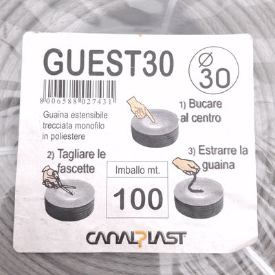 New Canalplast GUEST30 Wire Duct Braided Extensible Wire Sheath, ø30/45mm ID, 100m