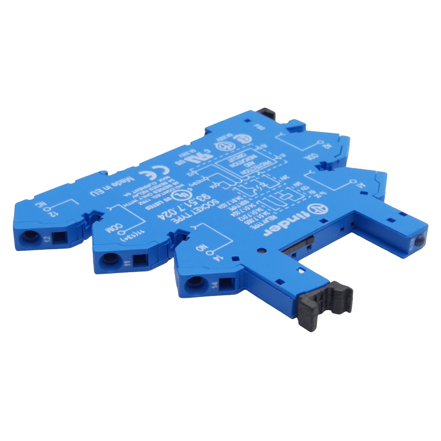 New Lot of 4 Finder 93.51.7.024 Relay Socket, 5-Pin, DIN Rail, 6A 250VAC, 12VDC Coil