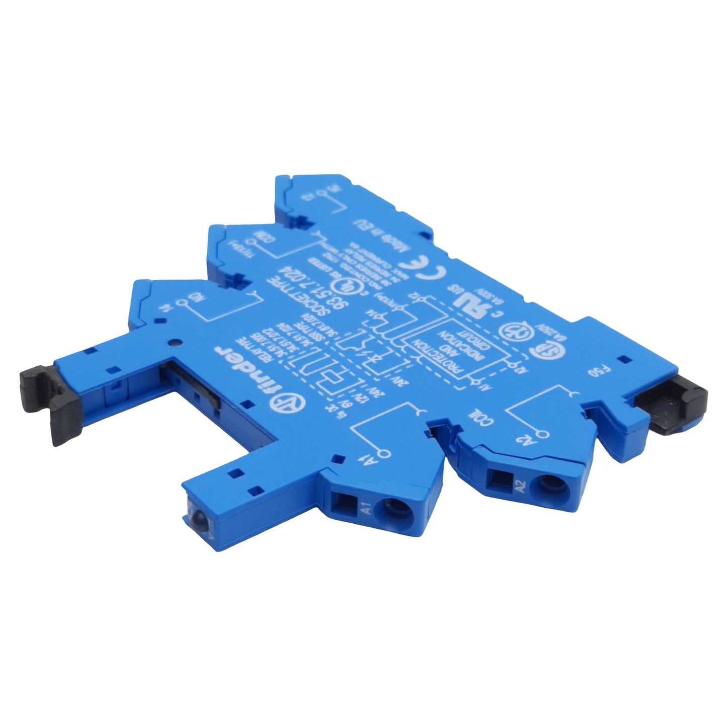 New Lot of 4 Finder 93.51.7.024 Relay Socket, 5-Pin, DIN Rail, 6A 250VAC, 12VDC Coil