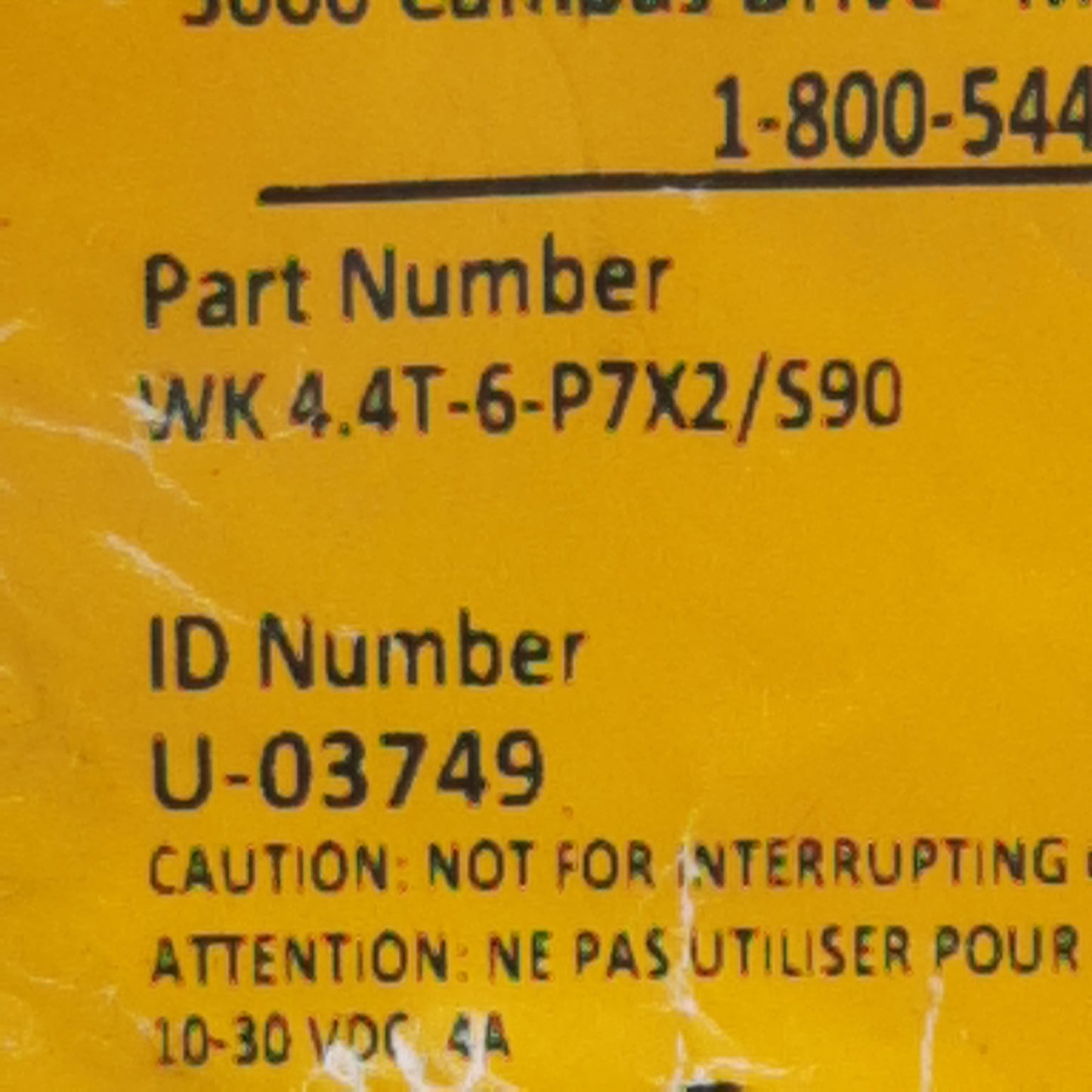 New Turck WK 4.4T-6-P7X2/S90 Cordset, 4-Pin M12 90° Female to Leads, 4A 30VDC, 6m