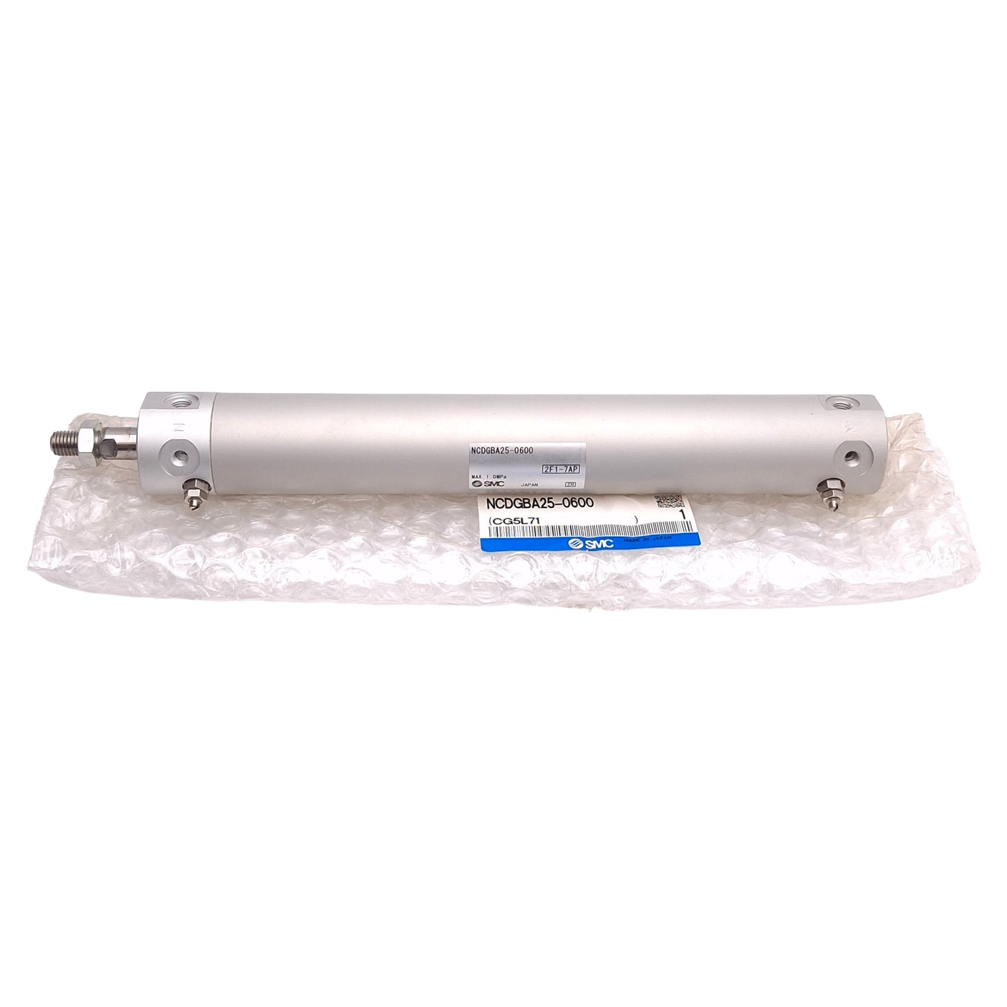New SMC NCDGBA25-0600 Pneumatic Cylinder, ø1in Bore, 6in Stroke, 145psi, #10-32UNF