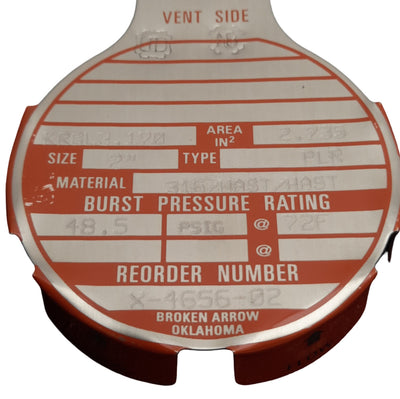 New – Open box Oseco KRGL3.170 Rupture Disk ø2in DN50, PRL Type, 48.5psig @ 72°F Burst Pressure