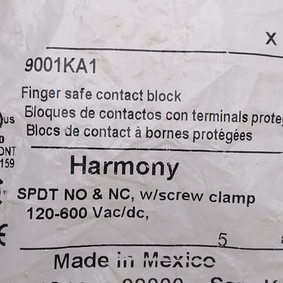 New Schneider Electric 9001KA1 Contact Block For ø30mm Push Button, SPDT 1NO+1NC