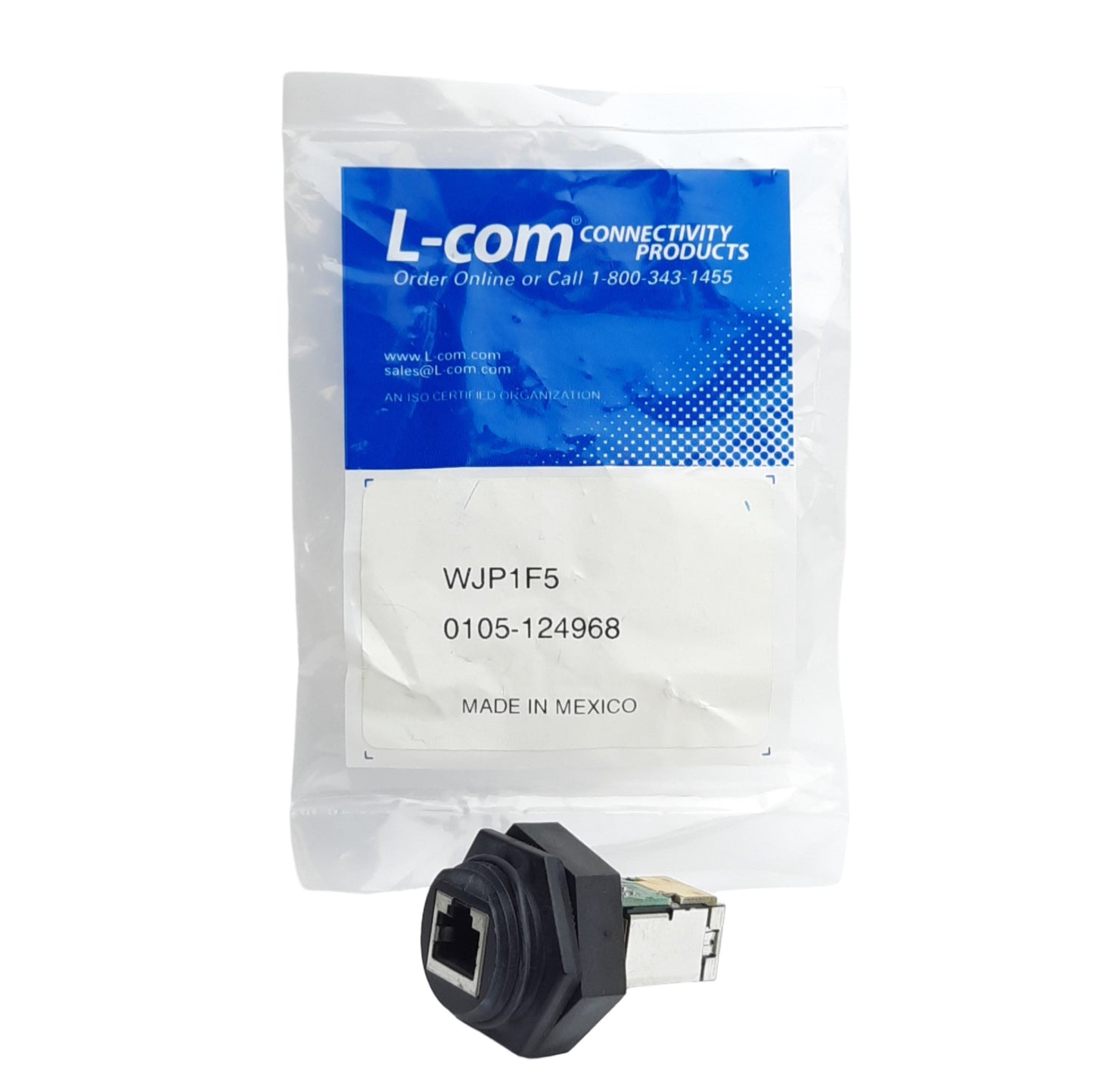 New L-Com WPJ1F5 Shielded Feed-Thru Coupler, 8p8c RJ45 Female, 1in Cutout Mount