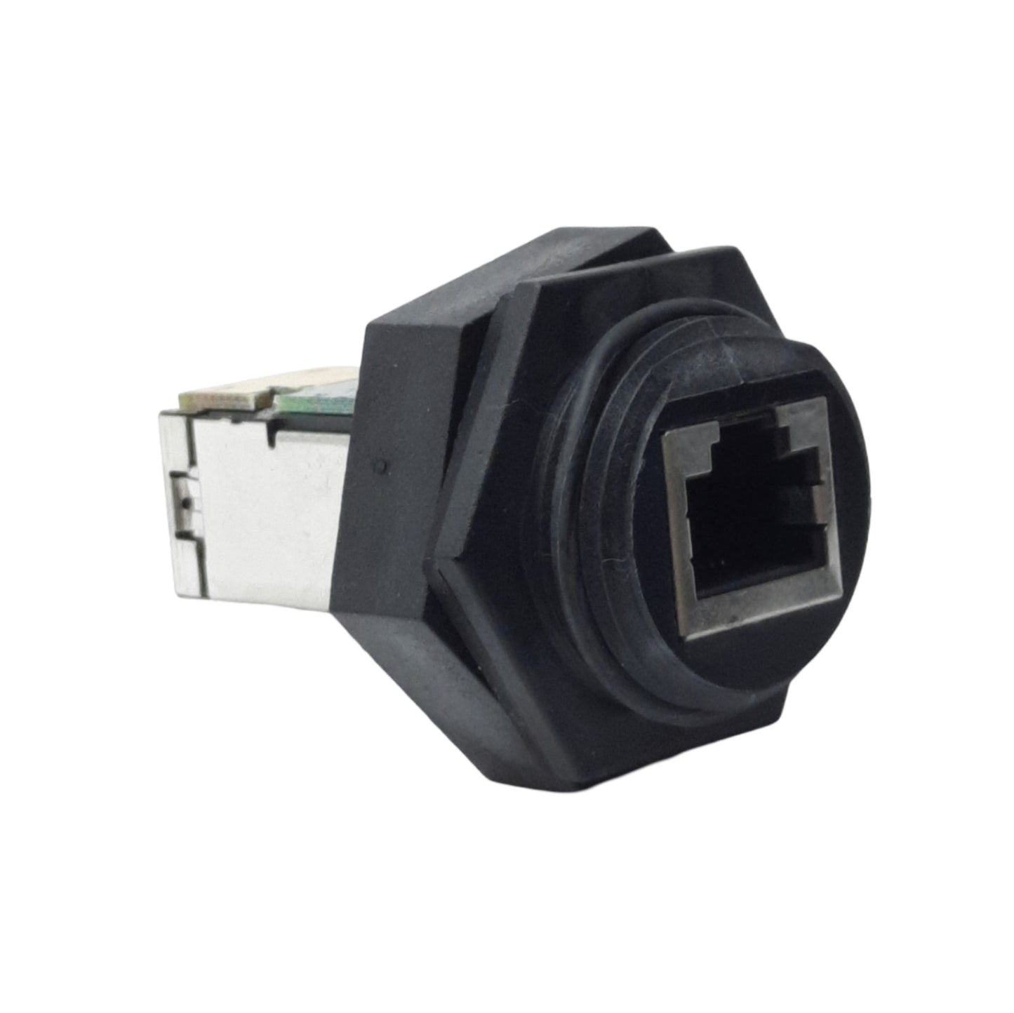 New L-Com WPJ1F5 Shielded Feed-Thru Coupler, 8p8c RJ45 Female, 1in Cutout Mount