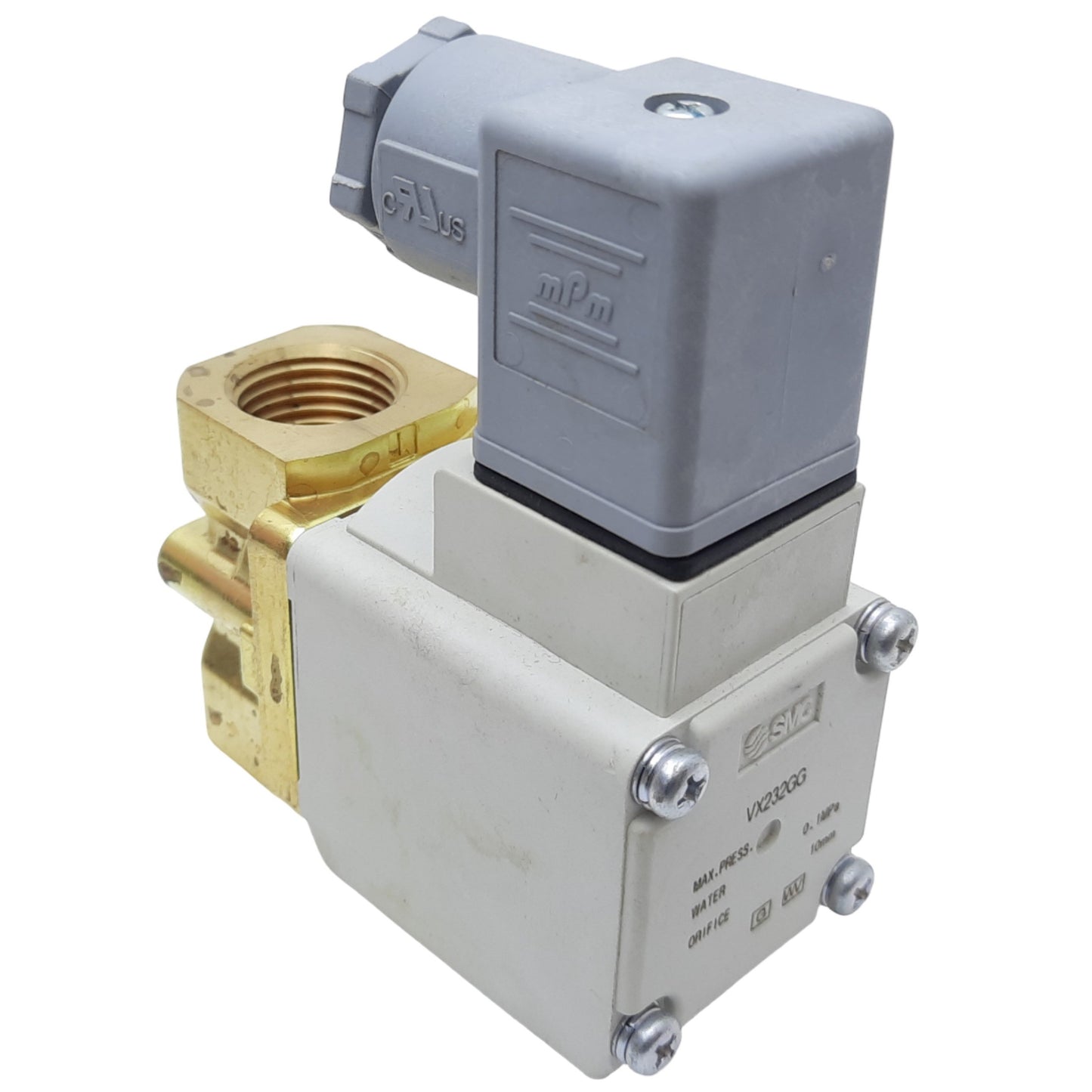 New – Open box SMC VX232GG Solenoid Valve for Water, 0.1MPa, ø10mm, N.C., 1/2in Rc, 24VDC Coil