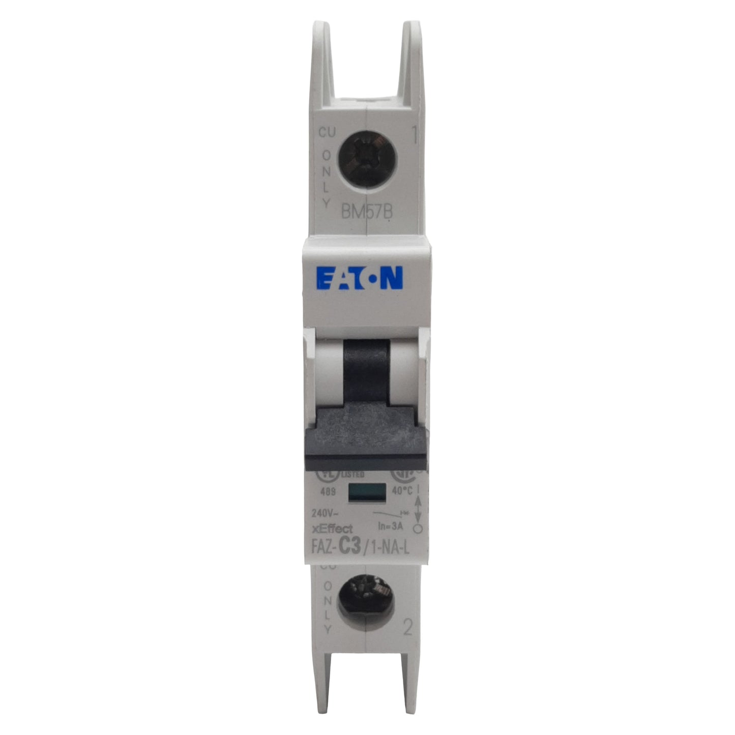 Used Lot of 2 Eaton FAZ-C3/1-NA-L-SP Circuit Breaker, 1-Pole, 3A 240VAC, DIN Rail
