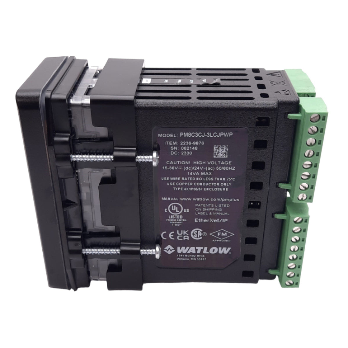 Used Watlow PM8C3CJ-3LCJPWP EZ-ZONE PID Temperature Controller, 15-36VDC, 1/8 DIN