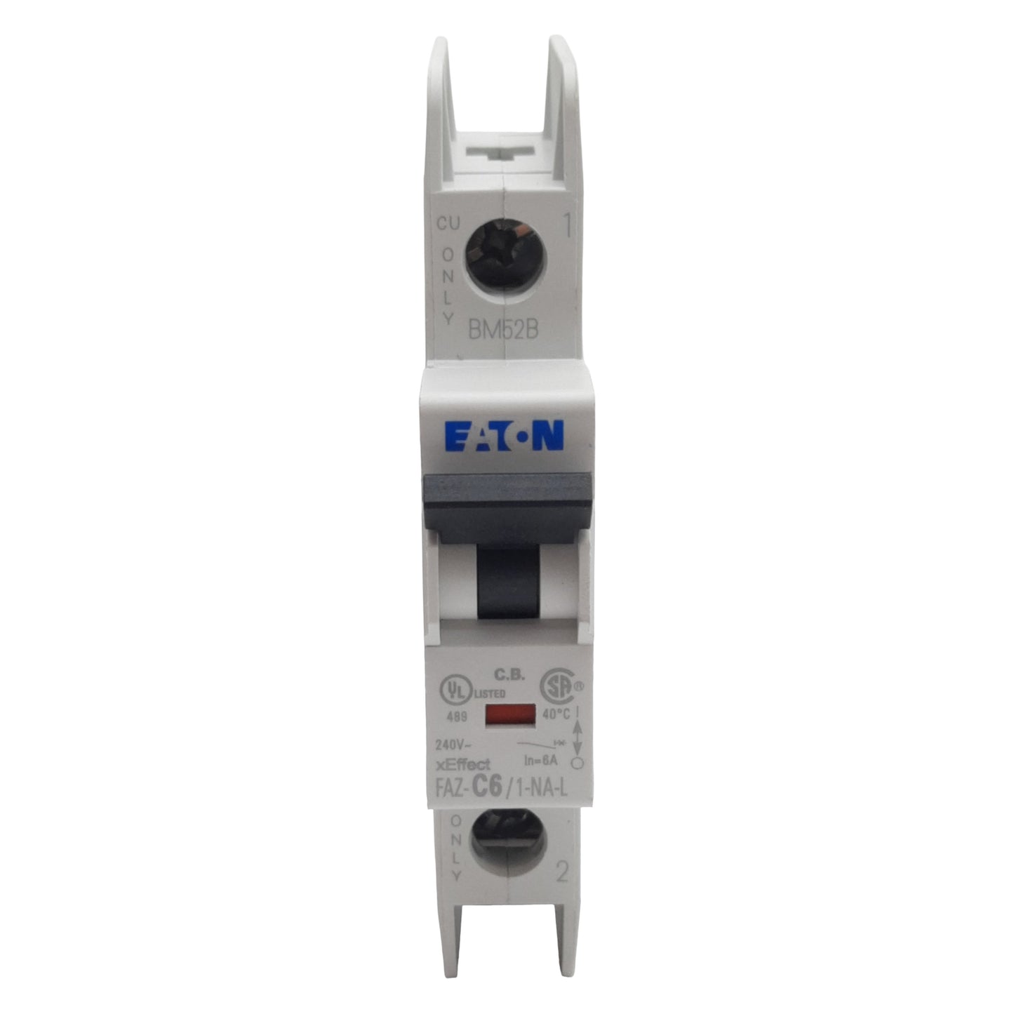 Used Lot of 2 Eaton FAZ-C6/1-NA-L-SP Circuit Breaker, 1-Pole, 6A 240VAC, DIN Rail