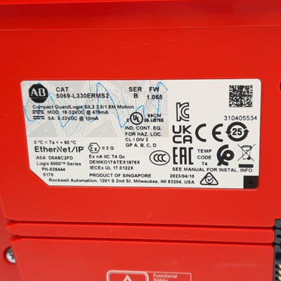 Used Allen Bradley 5069-L330ERMS2 Compact GuardLogix 5380 Safety Controller, 0-32VDC