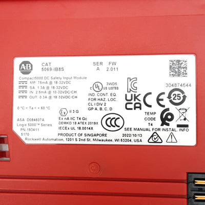 New – Open box Allen Bradley 5069-IB8S Compact 5000 Safety Sink Input Module, 8-Channel, 24VDC