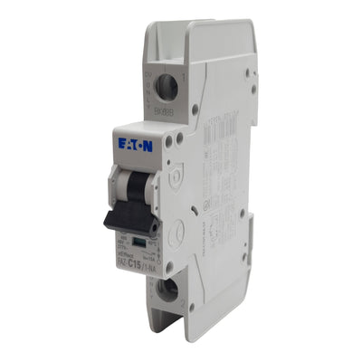 Used chunkEaton FAZ-C15/1-NA-L-SP Circuit Breaker, 1-Pole, 15A 277VAC/48VDC, DIN Rail