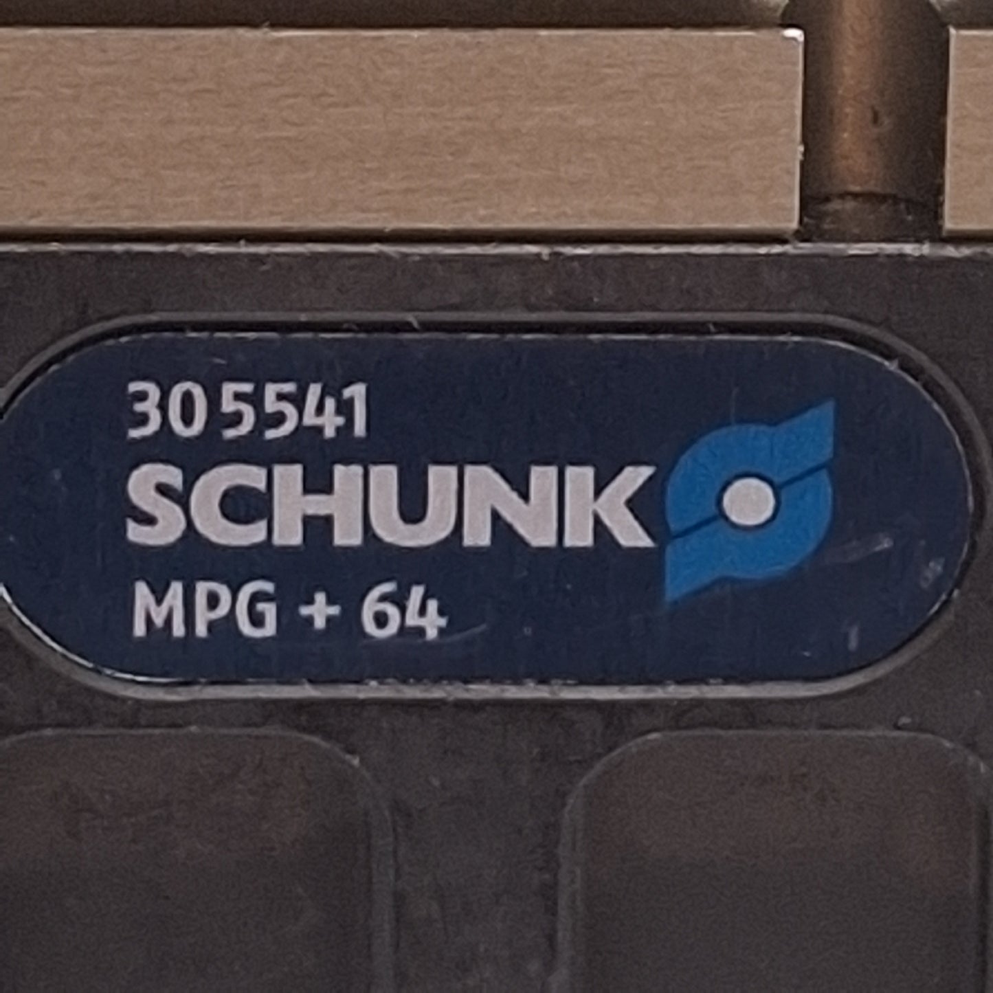 Used Schunk 305541 MPG-plus 64 Parallel Gripper, 10mm Stroke, 8 bar, M5 Ports