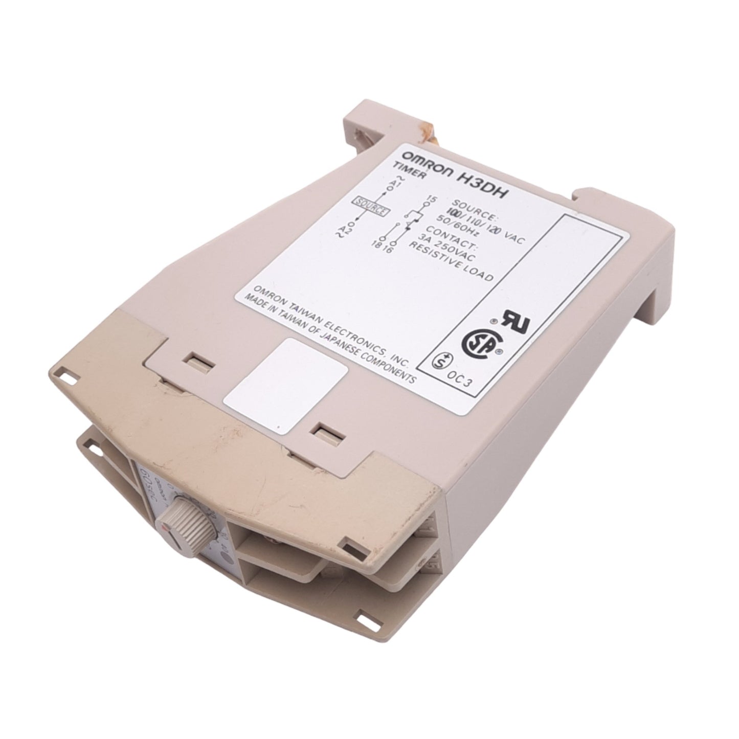 Used Omron H3DH Time Delay Relay, 60s Delay, 100/110/120VAC Source, 250VAC 3A Max