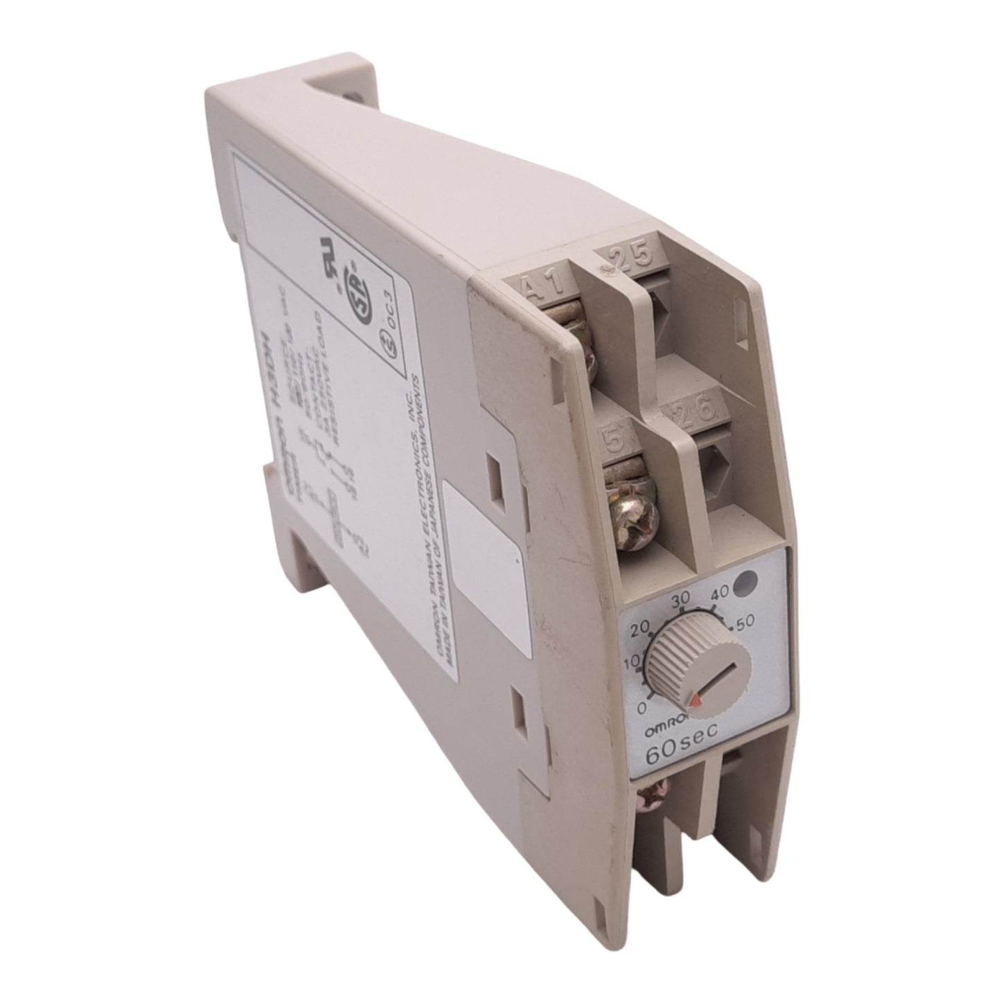 Used Omron H3DH Time Delay Relay, 60s Delay, 100/110/120VAC Source, 250VAC 3A Max