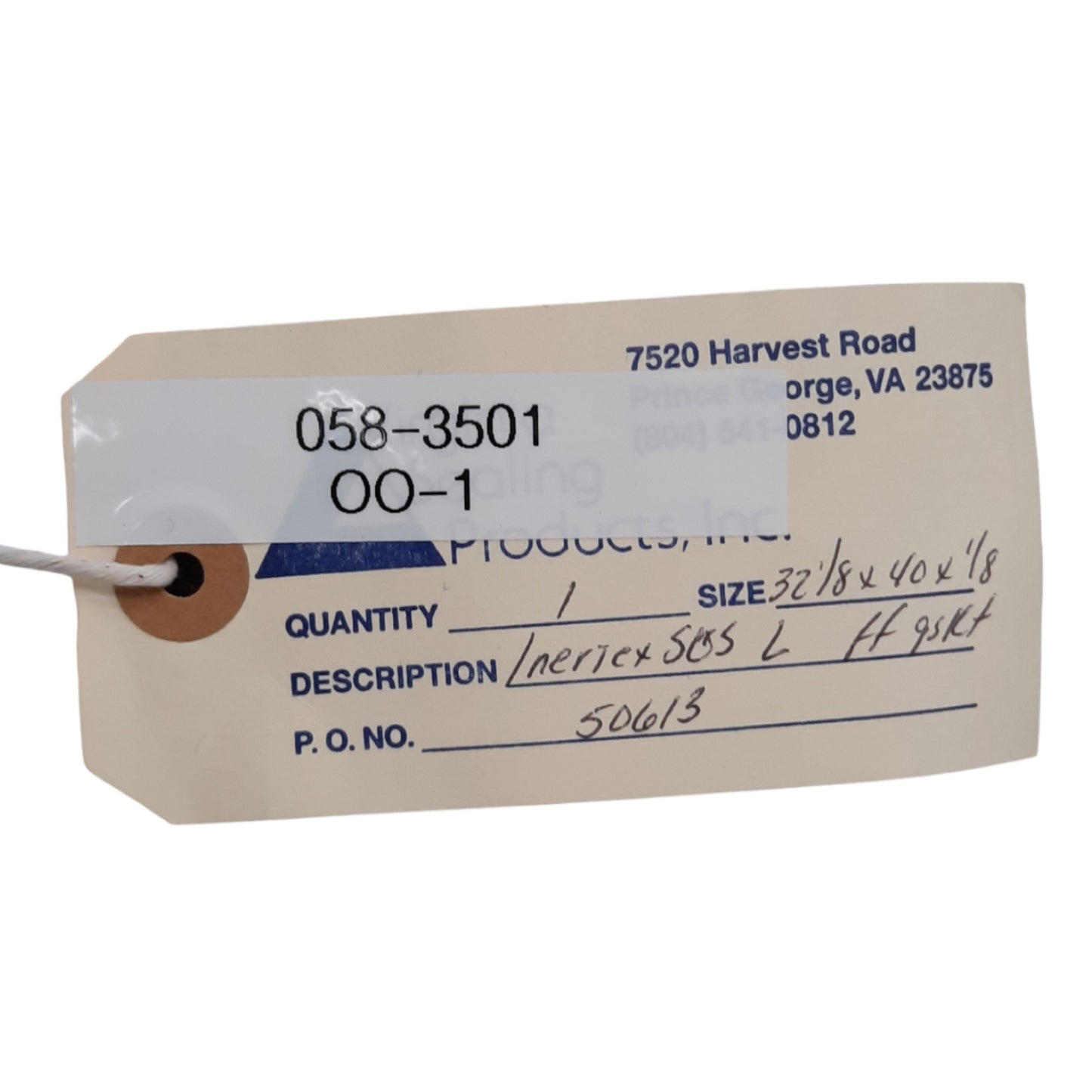New – Open box Virginia Sealing 50613 Flange Gasket, 38-1/8in ID x 40in OD x 1/8in Thic, Teflon