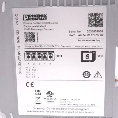 New – Open box Phoenix Contact 1357828 FL MGUARD 2102 Security Router, 2-Channel, RJ45, 24VDC