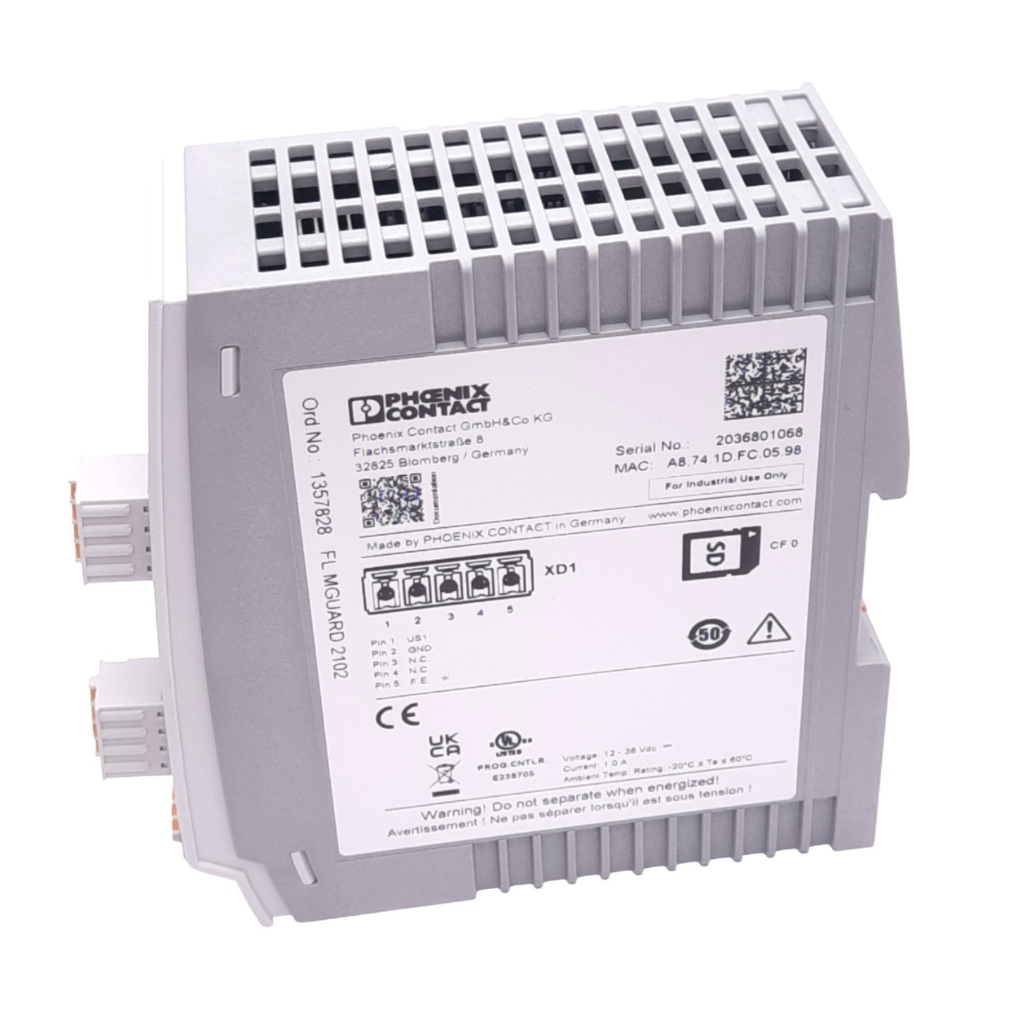 New – Open box Phoenix Contact 1357828 FL MGUARD 2102 Security Router, 2-Channel, RJ45, 24VDC