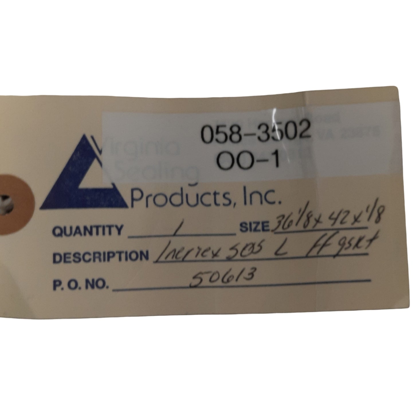 New – Open box Virginia Sealing 50613 Flange Gasket, 36-1/8in ID x 42in OD x 1/8in Thic, Teflon