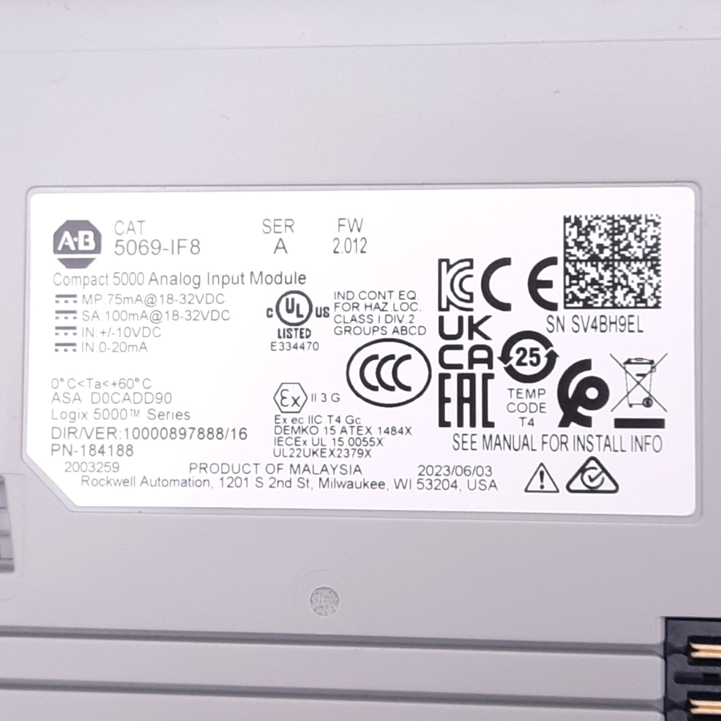 New – Open box Allen Bradley 5069-IF8 Compact 5000 Analog Input Module, 8-Channel, 24VDC