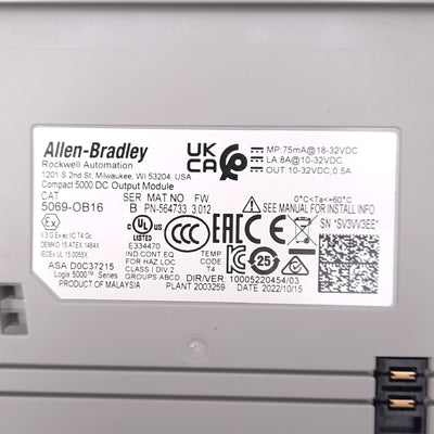 Used Allen Bradley 5069-OB16 Compact 5000 Digital Output Module, 16-Channel, 24VDC