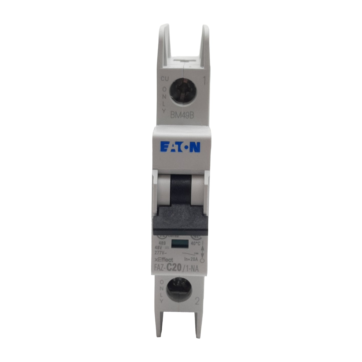 Used Eaton FAZ-C20/1-NA-L-SP Circuit Breaker, 1-Pole, 20A 277VAC/48VDC, DIN Rail