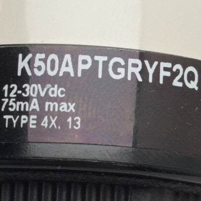 Used Banner K50APTGRYF2Q EZ-LIGHT Illuminated Touch Button, 3-Color Green/Red/Yellow