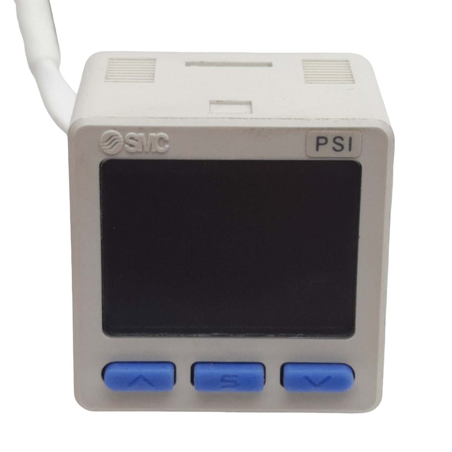 Used SMC ISE20B-T-P-M5-W Digital Pressure Sensor, PNP 80mA Out, 12-24VDC, 145psi, M5