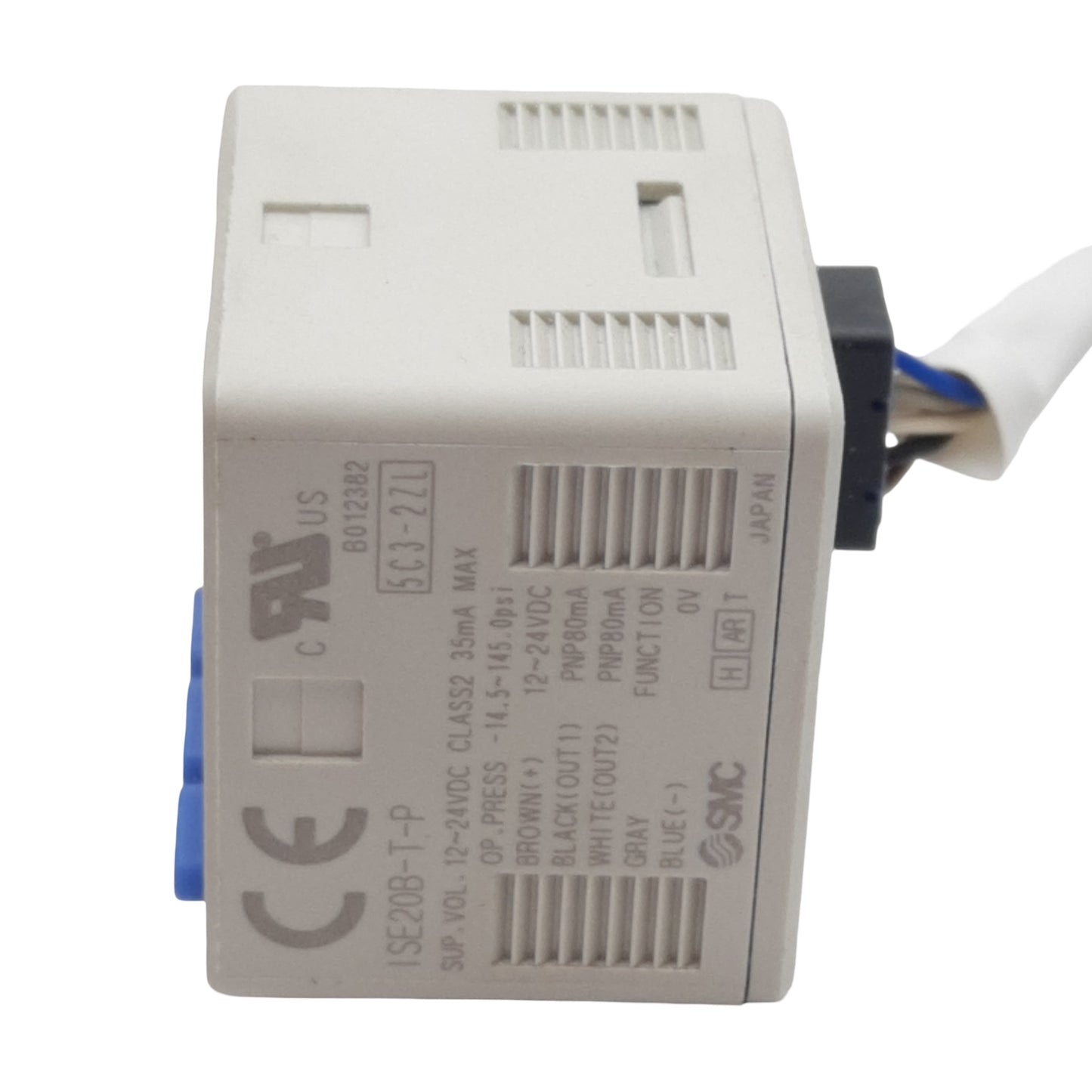 Used SMC ISE20B-T-P-M5-W Digital Pressure Sensor, PNP 80mA Out, 12-24VDC, 145psi, M5