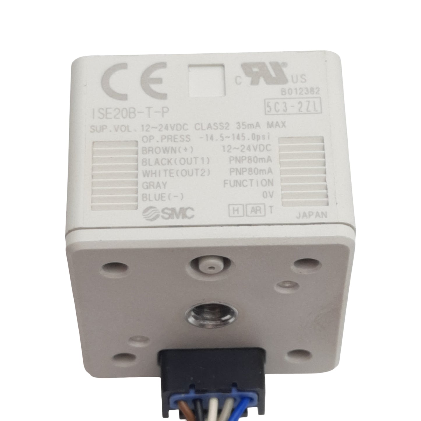 Used SMC ISE20B-T-P-M5-W Digital Pressure Sensor, PNP 80mA Out, 12-24VDC, 145psi, M5