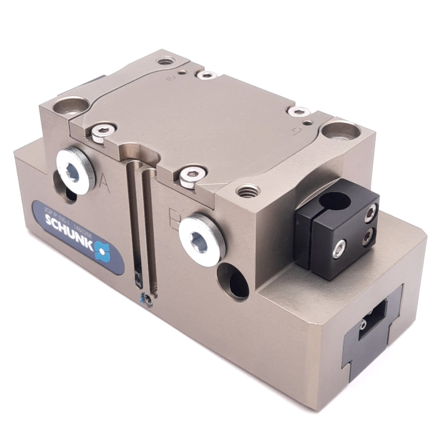 New – Open box Schunk JGP-P 100-1 Pneumatic Gripper, 10mm Stroke, 1180N, G1/8", M3, 6.5bar Max