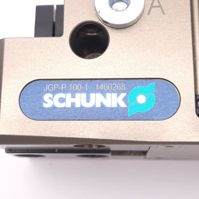 New – Open box Schunk JGP-P 100-1 Pneumatic Gripper, 10mm Stroke, 1180N, G1/8", M3, 6.5bar Max
