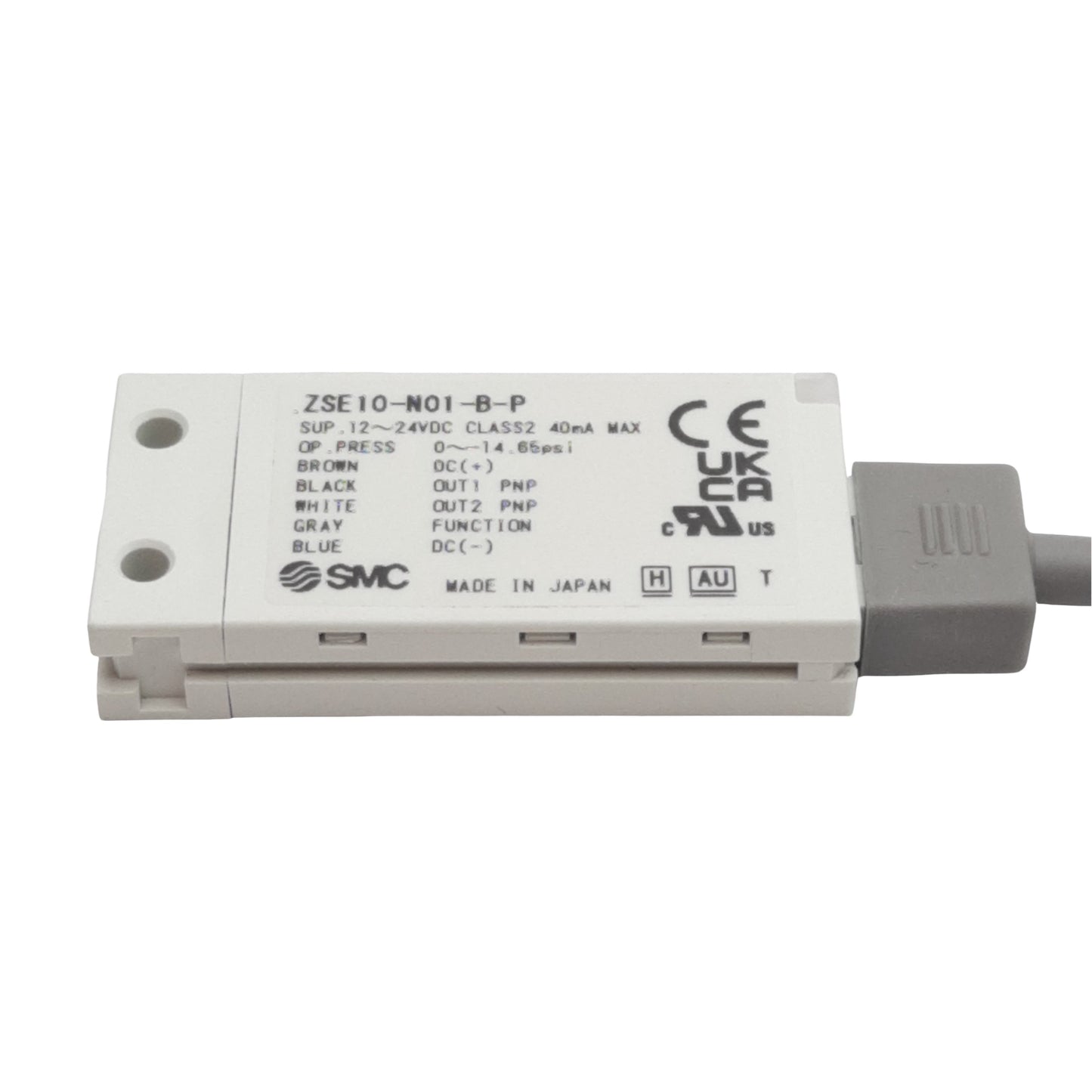 Used SMC ZSE10-N01-B-P Digital Vacuum Switch, 0~-14.65psi, PNP Out, 12-24VDC, M5