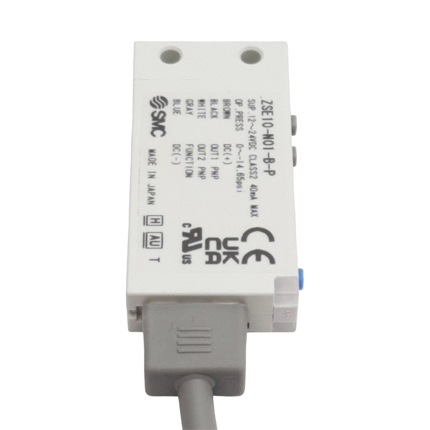 Used SMC ZSE10-N01-B-P Digital Vacuum Switch, 0~-14.65psi, PNP Out, 12-24VDC, M5