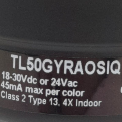 Used Banner TL50GYRAOSIQ Tower Light Green, Yellow, Red, 5-Pin M12 Male, 24VAC