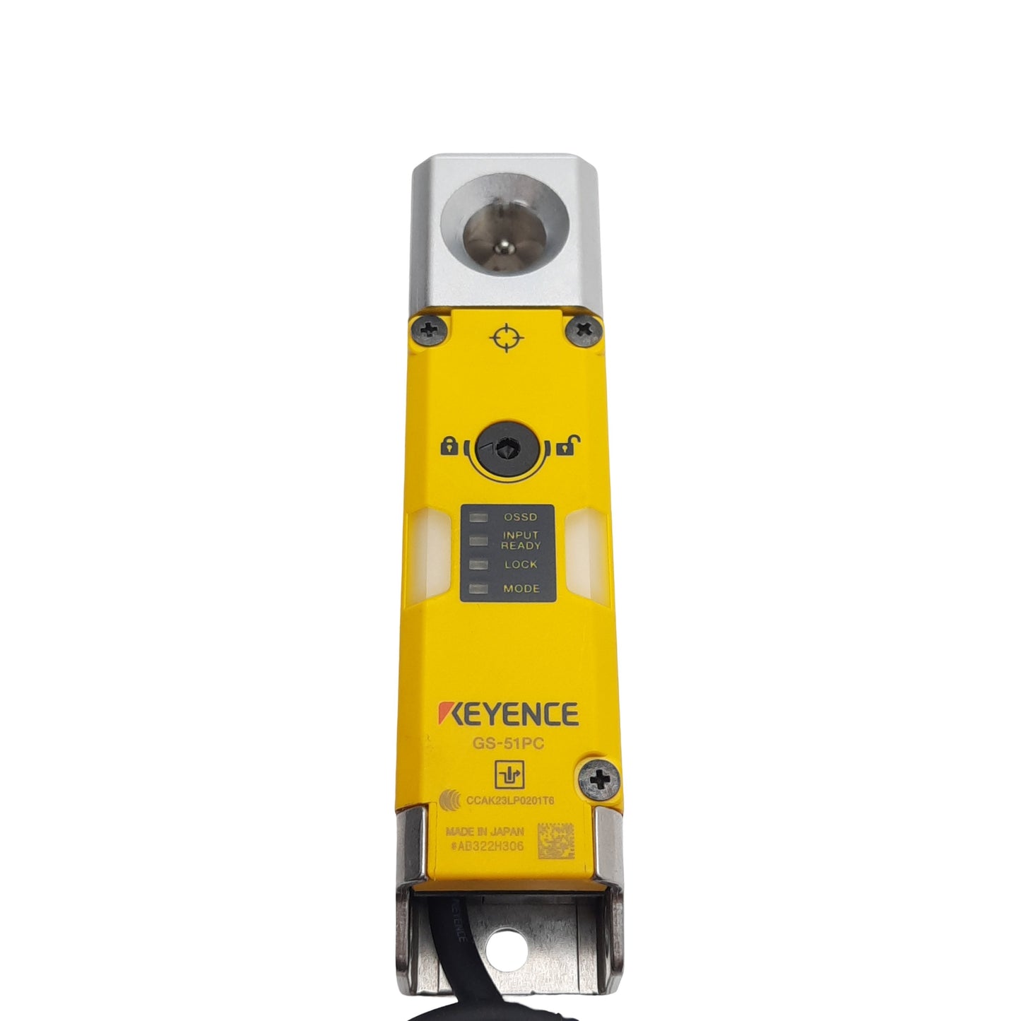 Used Keyence GS-51PC Safety Interlock Switch, PNP, 24VDC 3.4W, 2000N, 8-Pin M12 Male