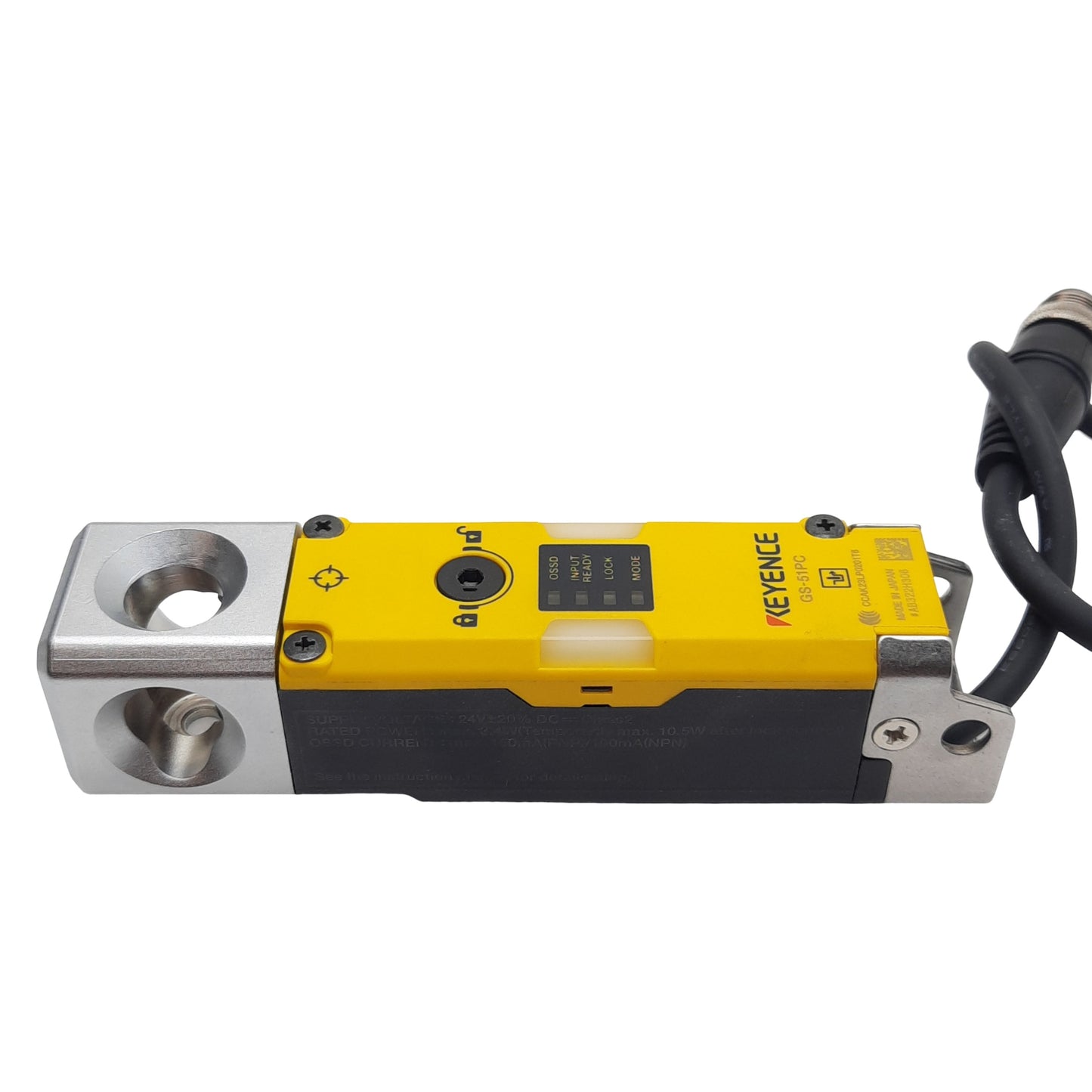 Used Keyence GS-51PC Safety Interlock Switch, PNP, 24VDC 3.4W, 2000N, 8-Pin M12 Male