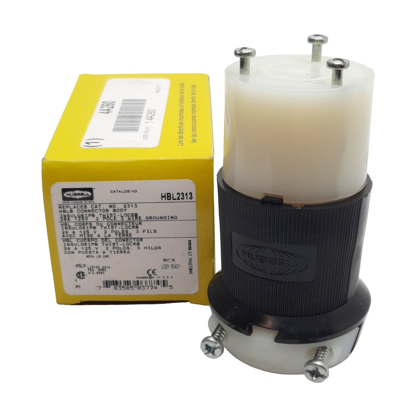 New Hubbell HBL2313 Twist-Lock Female Plug, 2-Pole 3-Wire, 20A 125VAC, NEMA L5-20R
