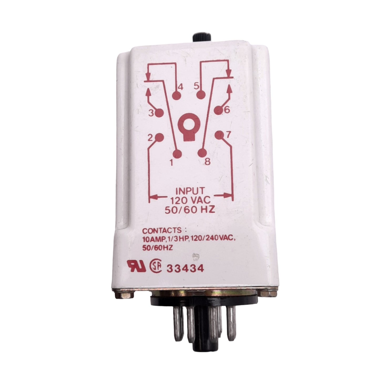 Used Dayton 5X830C Solid State Time Delay Relay, 3-300s, 120VAC In, 240VAC 10A Max