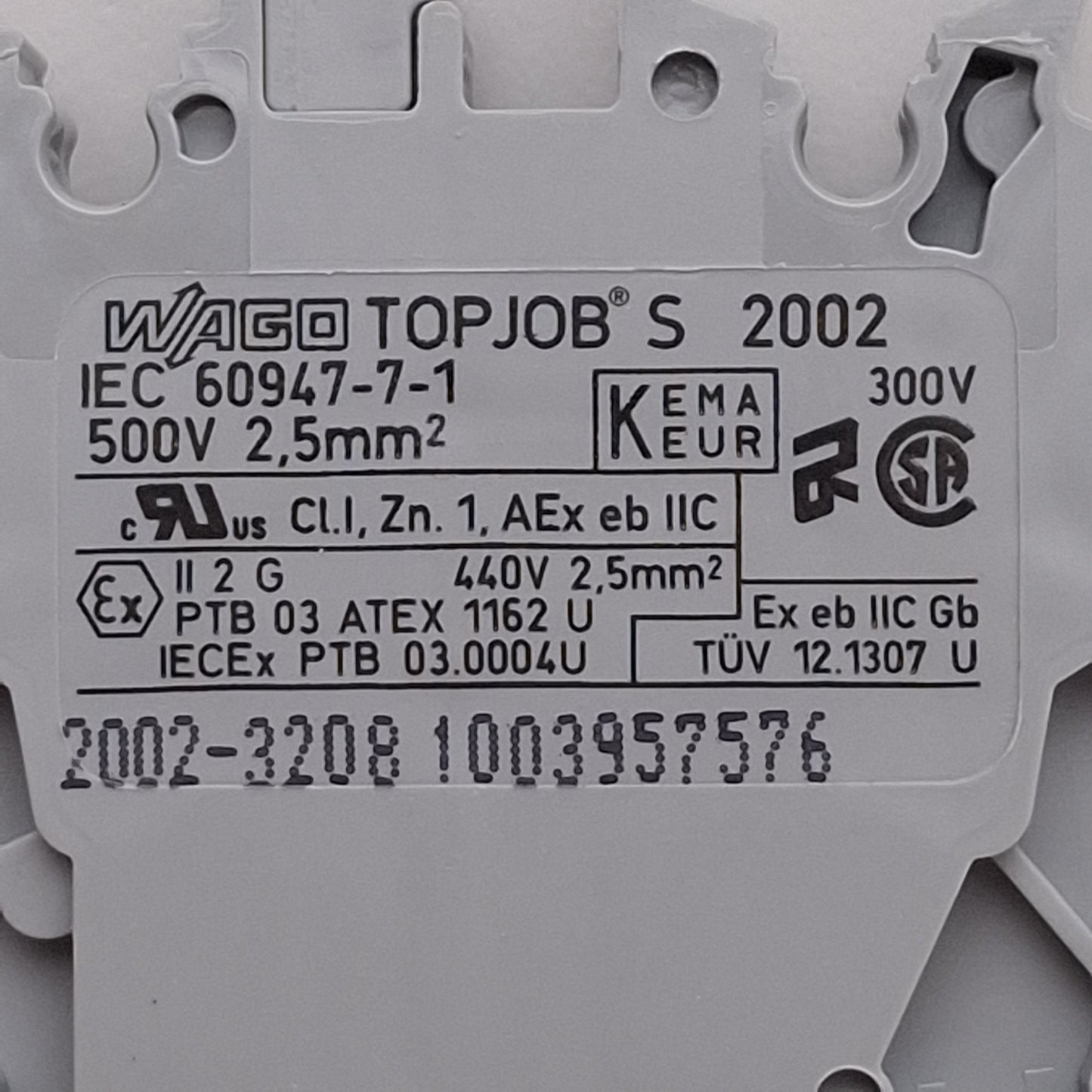 Used Lot of 15 Wago 2002-3208 TOPJOB Triple-Deck Terminal Block, 500V 24A, DIN Rail