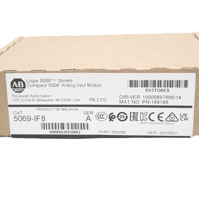 New Allen Bradley 5069-IF8 Compact 5000 Analog Input Module, 8 Differential, 24VDC