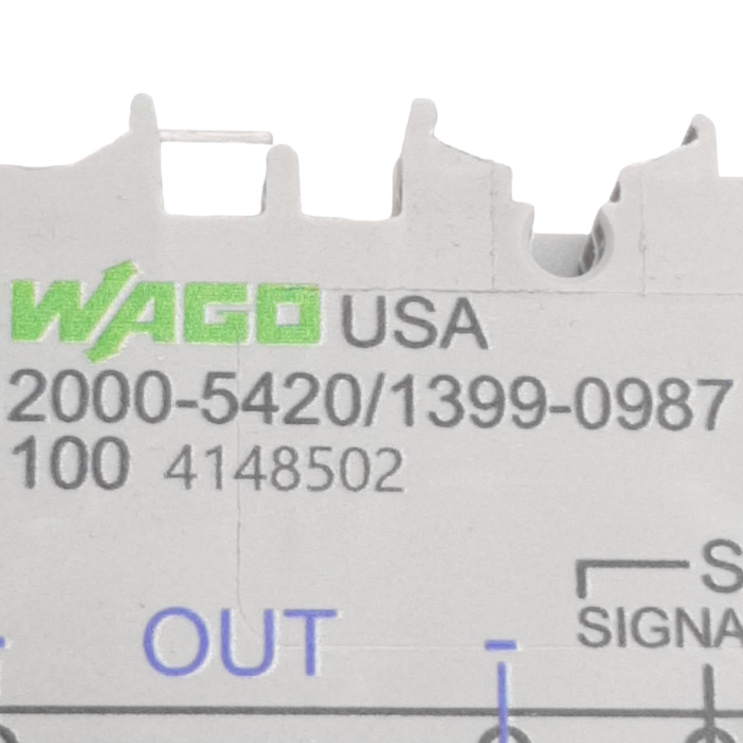 Used WAGO 2000-5420/1399-0987 4-Conductor Sensor Terminal Block 24VDC, 7mA, DIN Rail