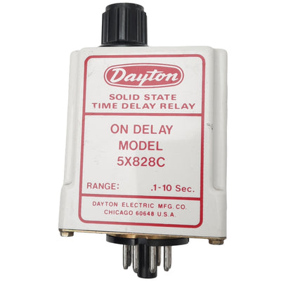Used Dayton 5X828C Solid State Time Delay Relay, 0.1-10s, 120VAC In, 240VAC 10A Max