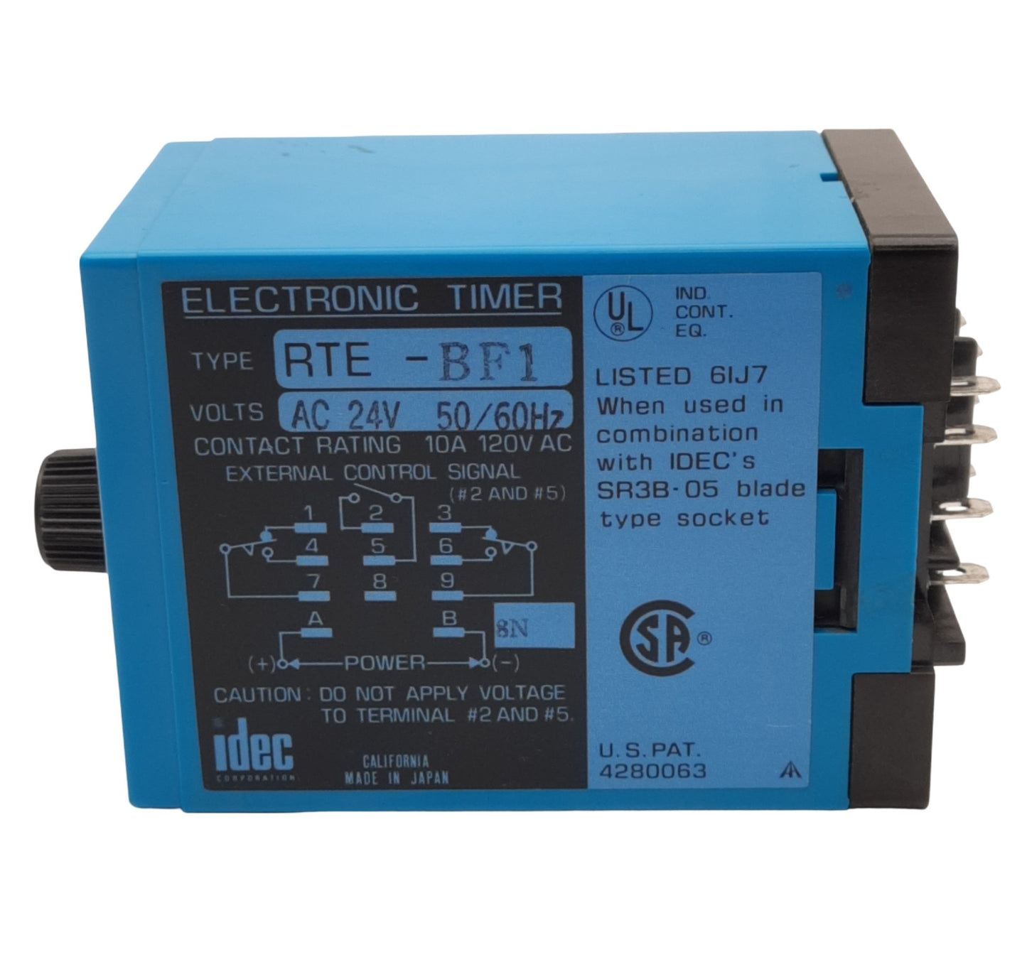 Used IDEC RTE-BF1-AC24 Electronic Timer Relay, 11-Blade, 24VAC In, 120VAC 10A Max