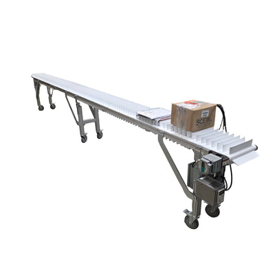 New – Open box QC Conveyors AS40 Flighted End Drive Conveyor Belt 17ft Long x 12" Wide 120VAC