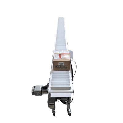 New – Open box QC Conveyors AS40 Flighted End Drive Conveyor Belt 17ft Long x 12" Wide 120VAC