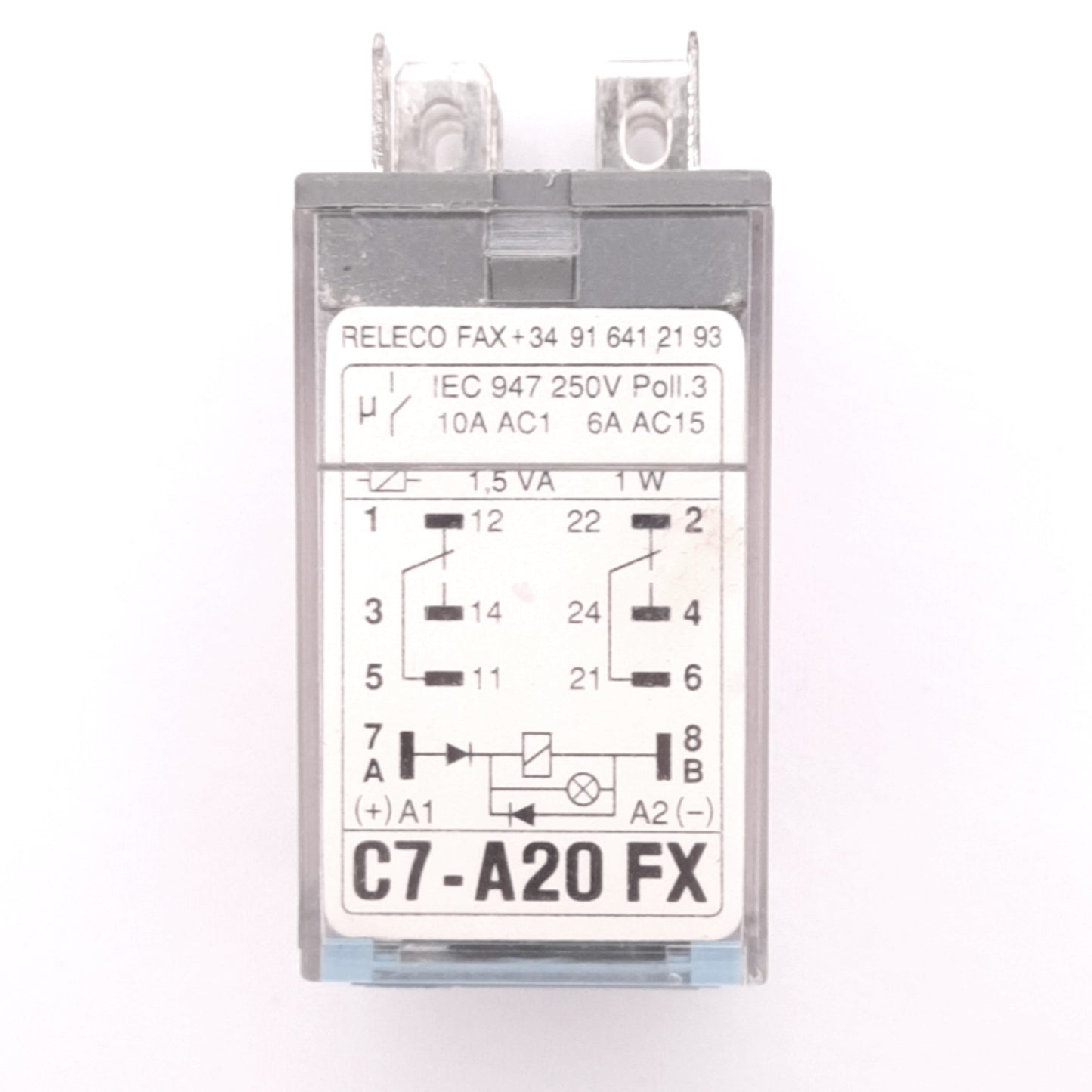 Used Releco C7-A20 FX 024VDC Ice Cube Plus Relay, 8-Pin, 240VAC/30VDC Max, 24VDC Coil